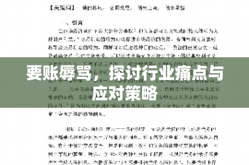 要账辱骂，探讨行业痛点与应对策略