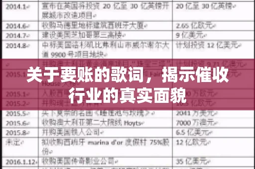 关于要账的歌词，揭示催收行业的真实面貌