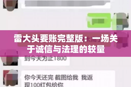 雷大头要账完整版：一场关于诚信与法理的较量