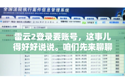 雷云2登录要账号，这事儿得好好说说。咱们先来聊聊，为什么登录游戏要账号？这背后可有不少门道呢。