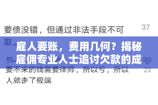 雇人要账，费用几何？揭秘雇佣专业人士追讨欠款的成本之谜