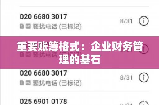 重要账簿格式：企业财务管理的基石