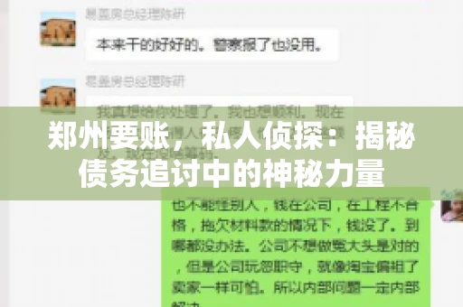 郑州要账，私人侦探：揭秘债务追讨中的神秘力量