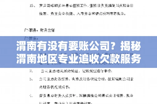 渭南有没有要账公司？揭秘渭南地区专业追收欠款服务