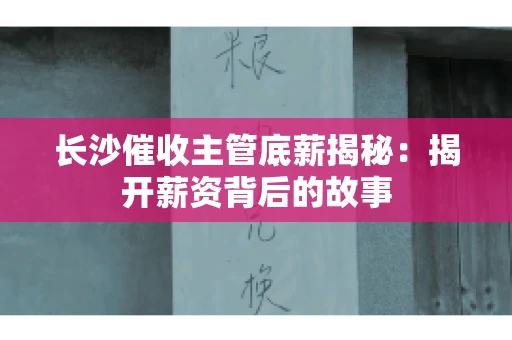 长沙催收主管底薪揭秘：揭开薪资背后的故事